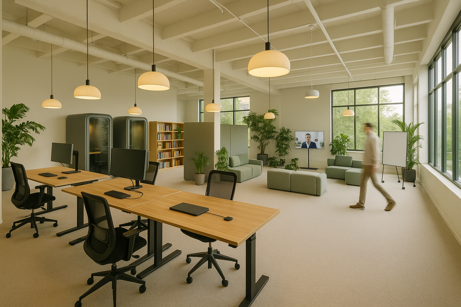 Flexibel kantoor met hybride werkplekken