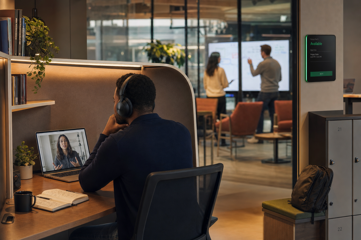 Collaboratieve werkruimte met videovergaderfaciliteiten