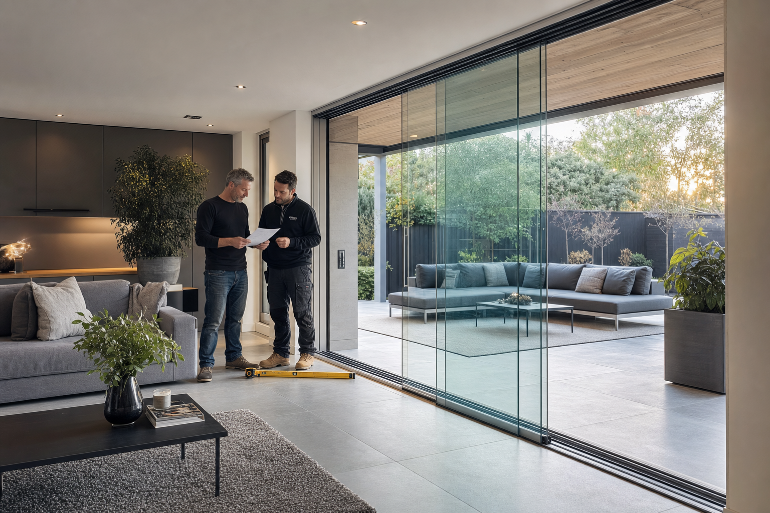 Glazen schuifwanden installatie