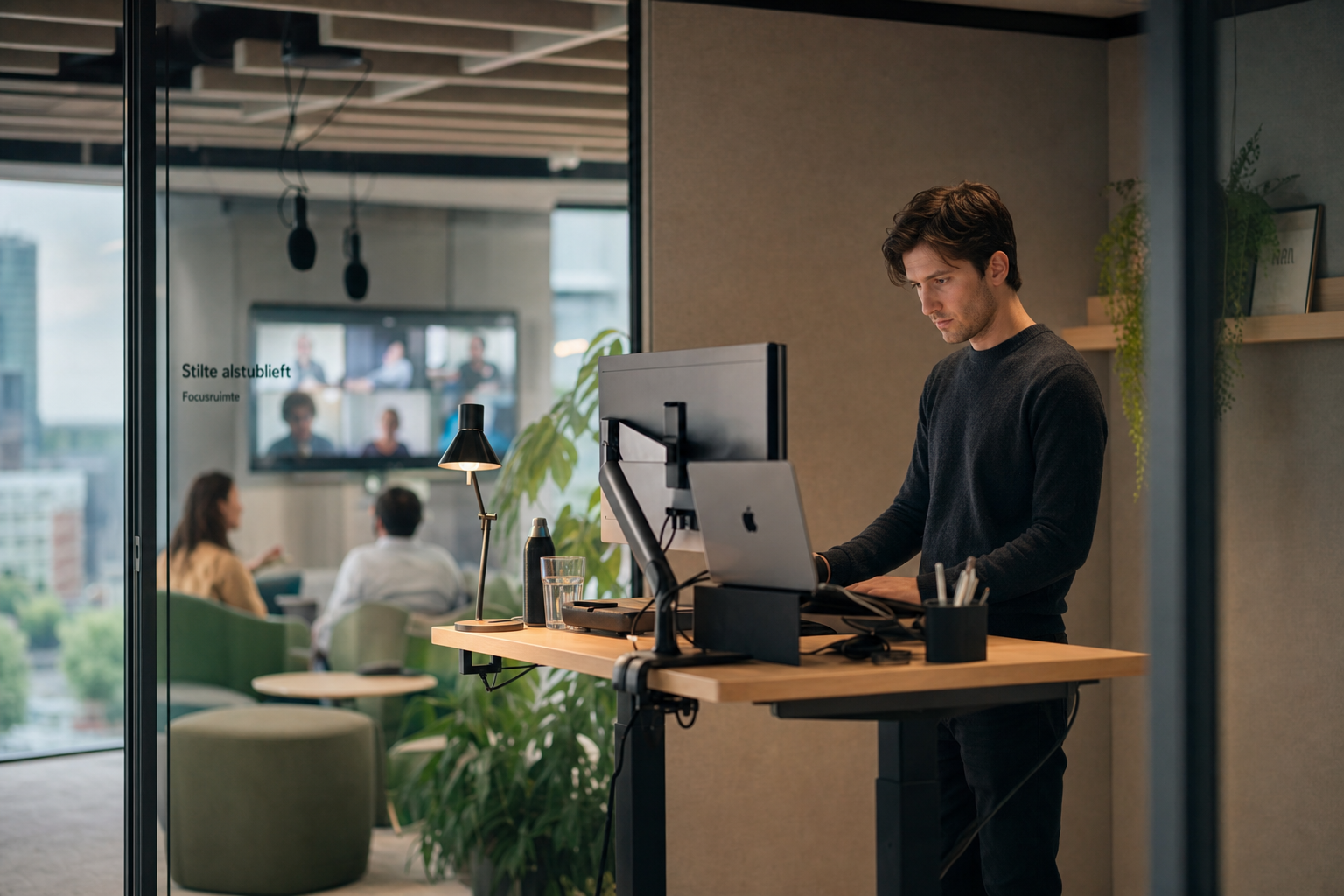 Stille werkplekken en focusruimtes in modern kantoor